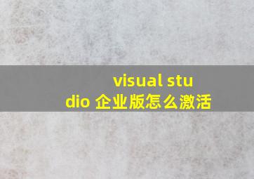 visual studio 企业版怎么激活